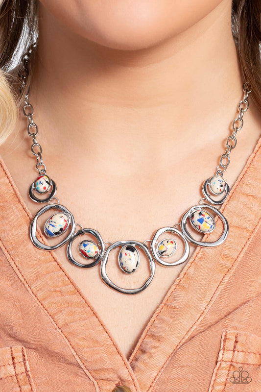 Marble Medley - Yellow Marbled Stone Paparazzi Necklace & matching earrings