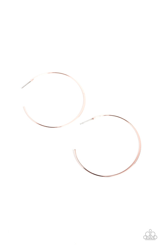 Seize the Sheen - Rose Gold Thin Smooth Oversized Hoop Paparazzi Earrings