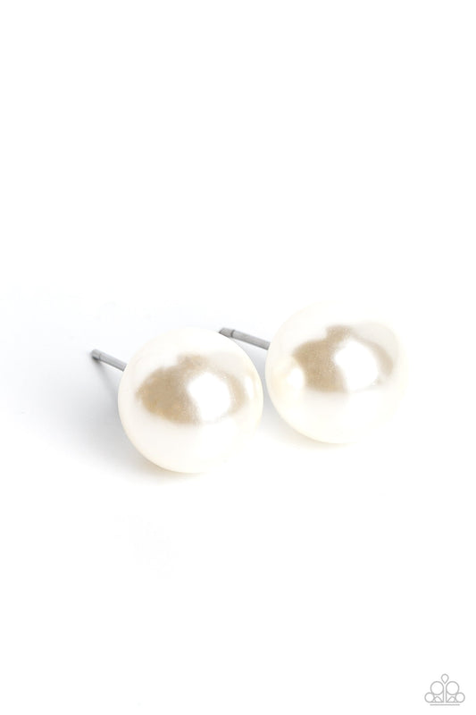 Debutante Details - White Oversized Pearl Paparazzi Earrings
