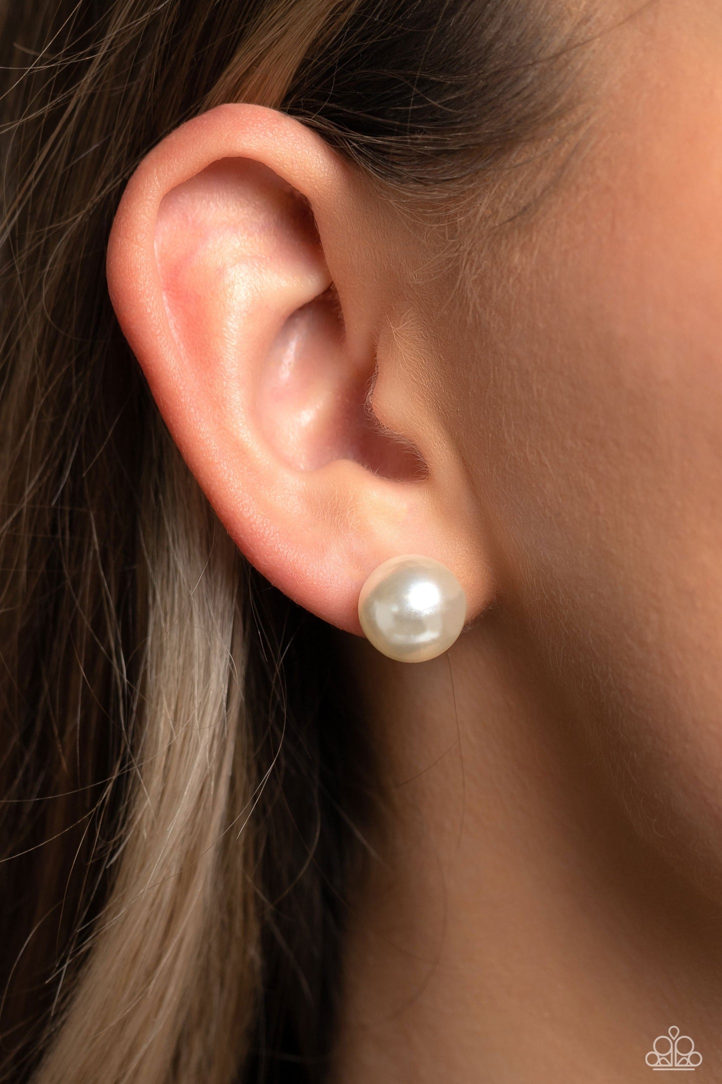 Debutante Details - White Oversized Pearl Paparazzi Earrings