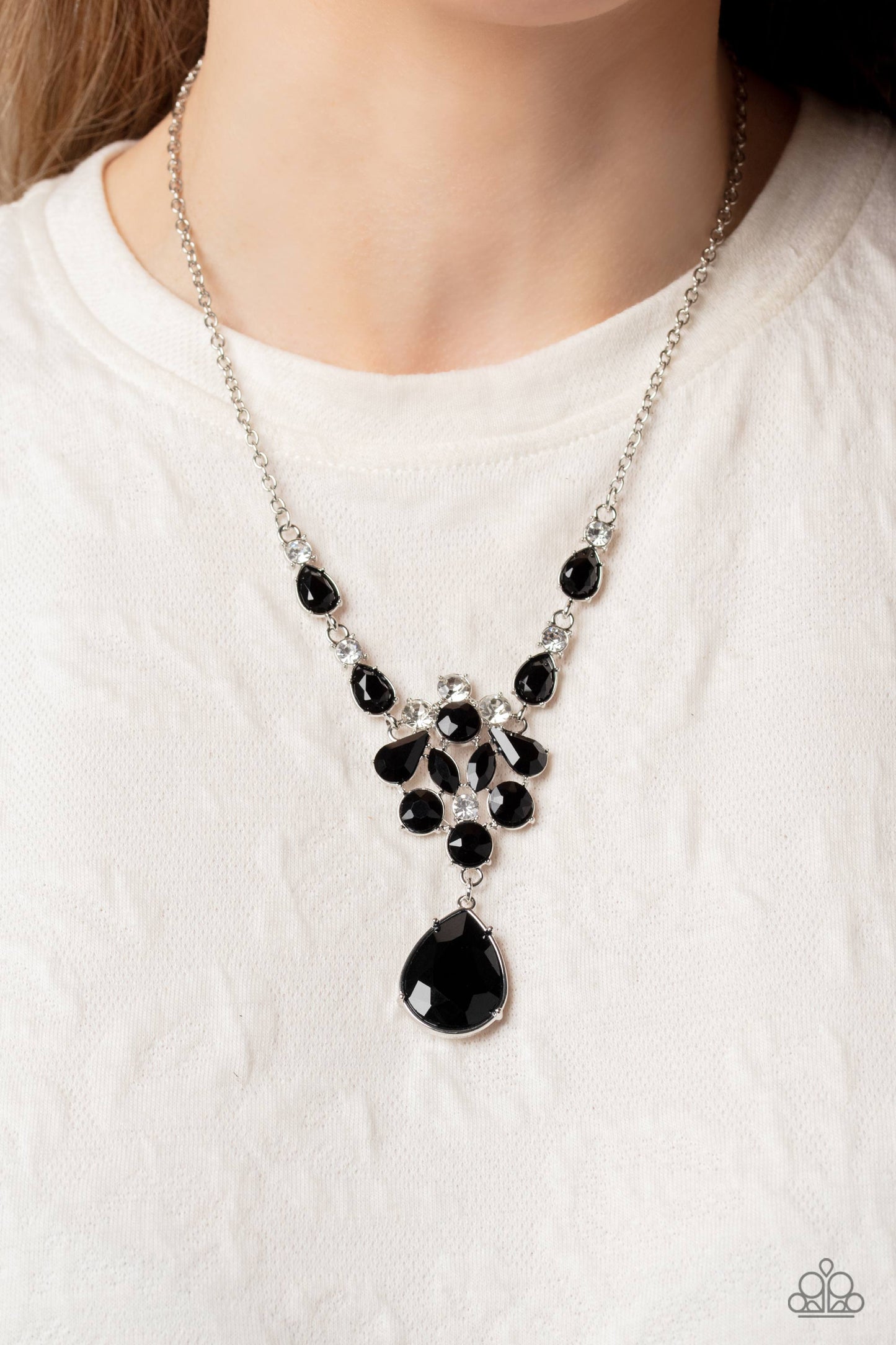 TWINKLE of an Eye - Black & White Rhinestone Paparazzi Necklace & matching earrings