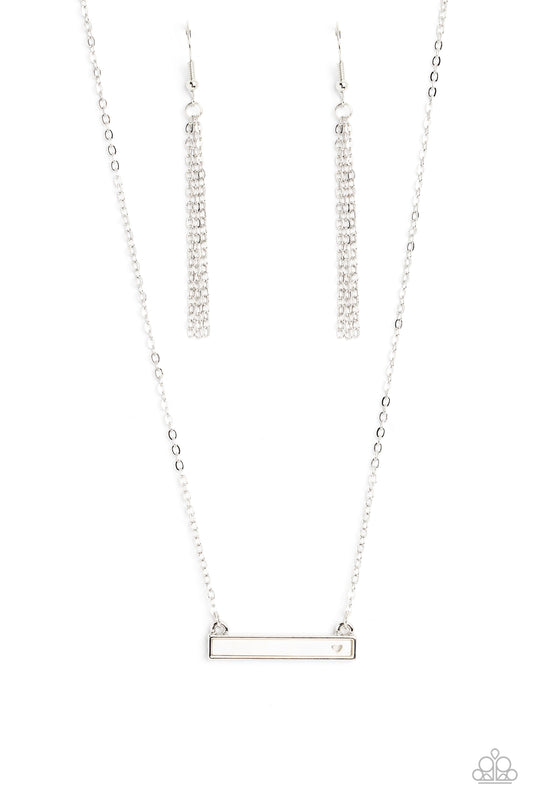 Devoted Darling - White Shell/Dainty Heart Cut-Out Pendant Paparazzi Necklace & matching earrings
