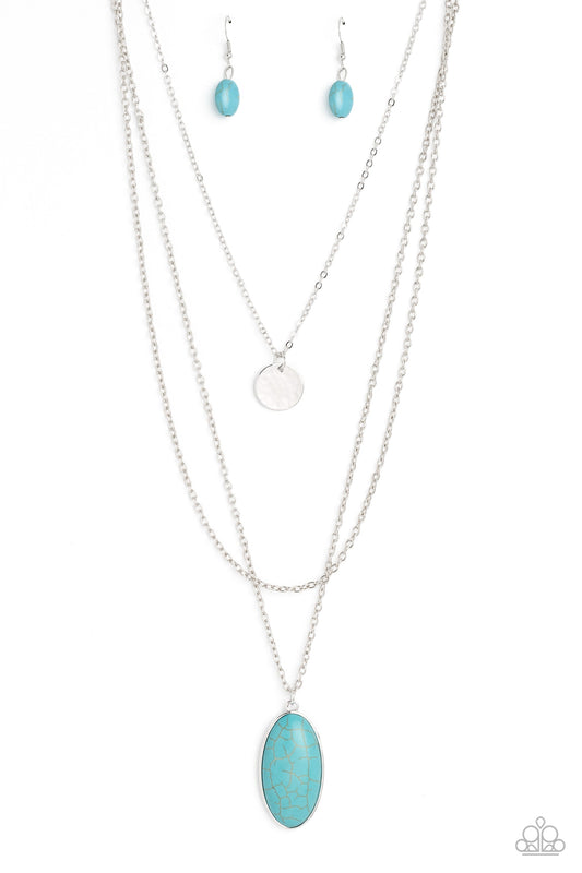 Perennial Phenomena - Blue/Turquoise Stone Pendant Paparazzi Necklace & matching earrings