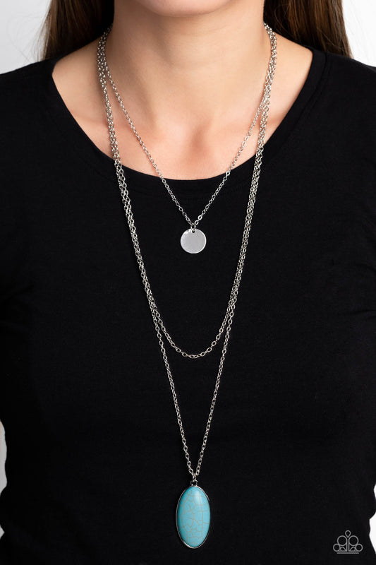 Perennial Phenomena - Blue/Turquoise Stone Pendant Paparazzi Necklace & matching earrings
