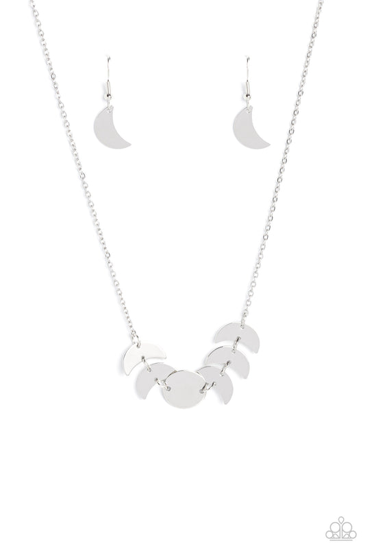 LUNAR Has It - Silver Moon Phase Inspired Discs Paparazzi Necklace & matching earrings
