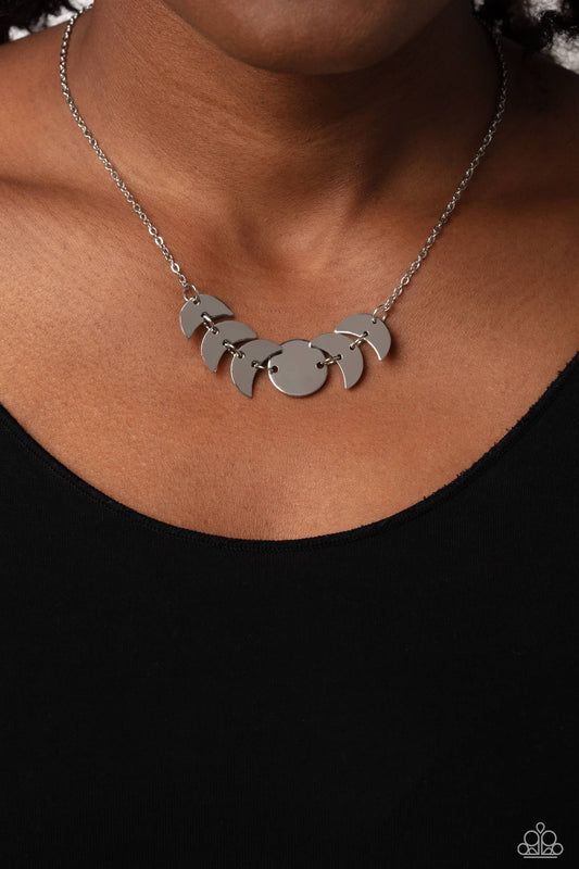LUNAR Has It - Silver Moon Phase Inspired Discs Paparazzi Necklace & matching earrings