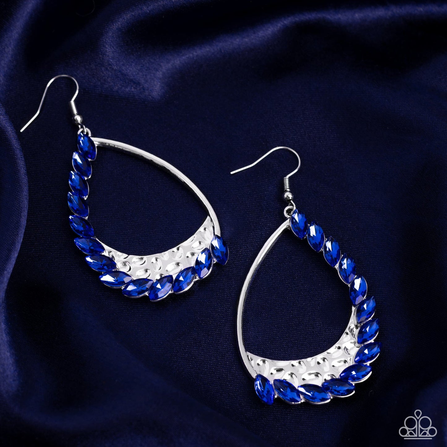 Looking Sharp - Blue Marquise-Cut Gem & Silver Teardrop Frame Paparazzi Earrings
