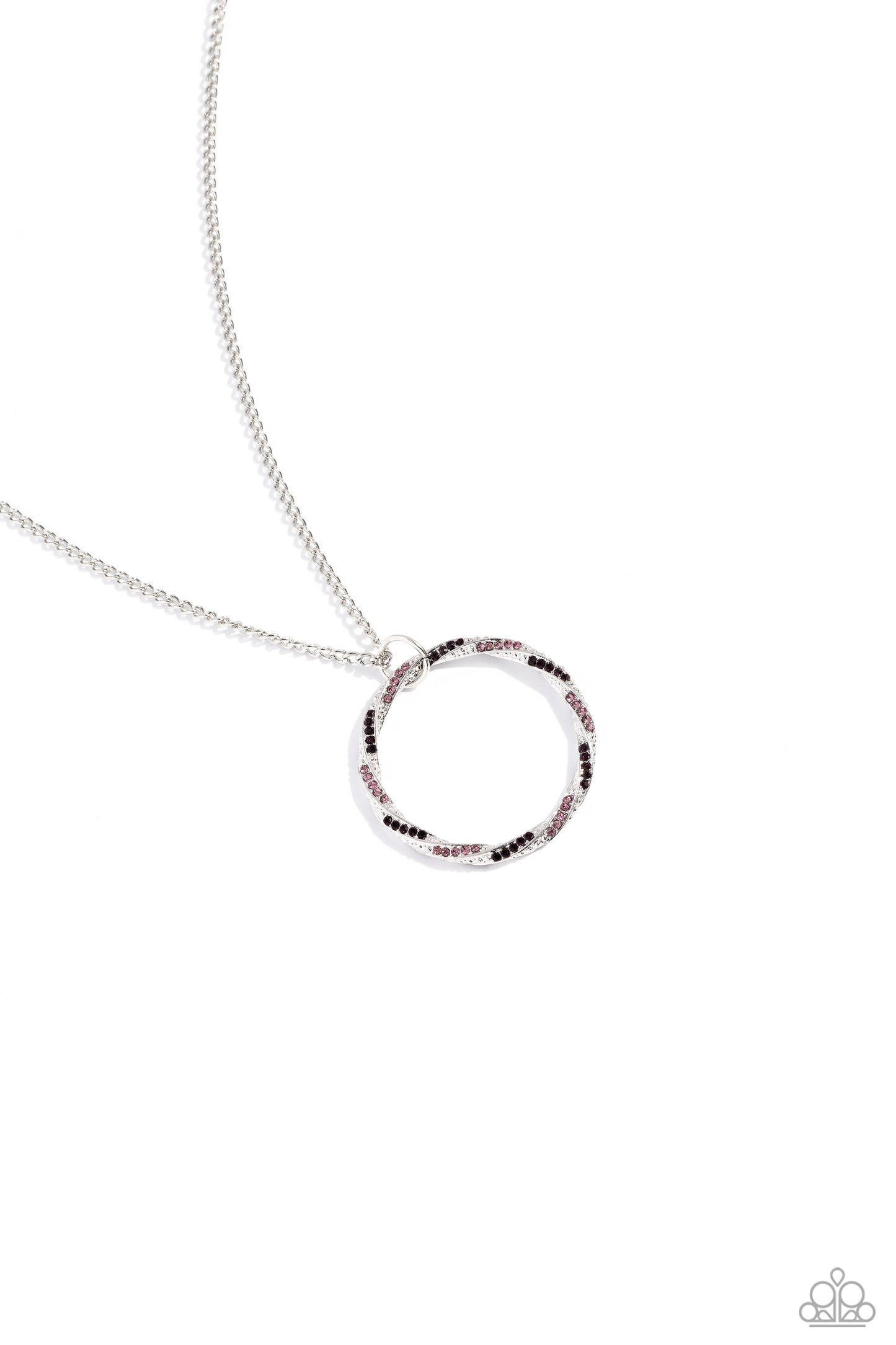 RING It Back - Purple Rhinestone Oversized Loop Pendant Paparazzi Necklace & matching earrings