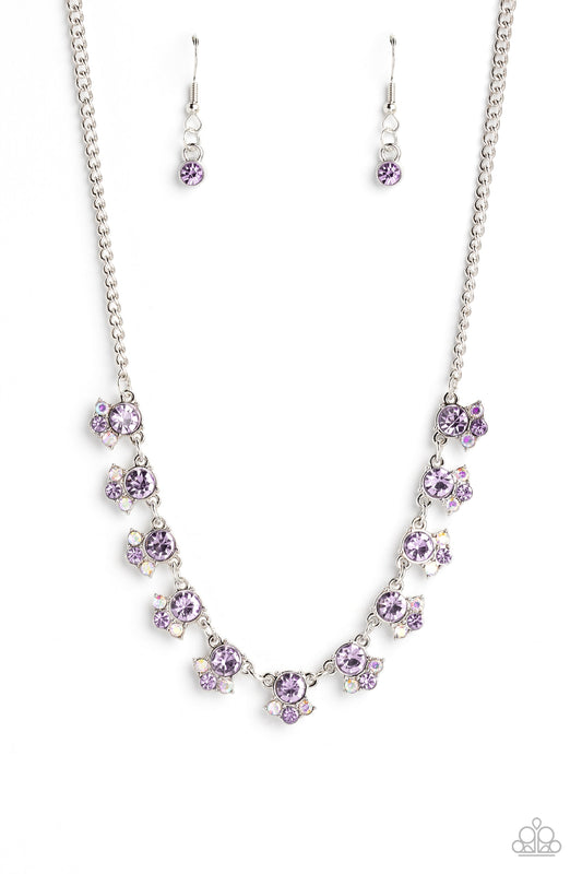 Tabloid Treasure - Purple Gems & Iridescent Rhinestone Paparazzi Necklace & matching earrings
