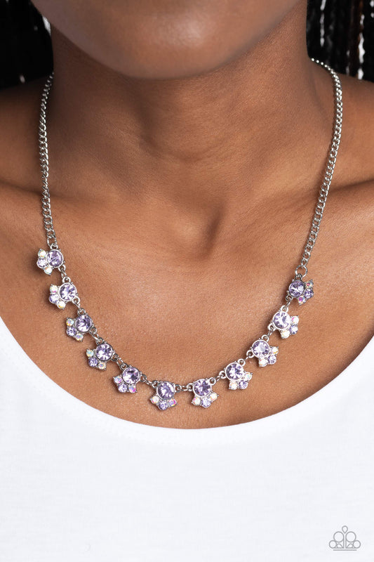 Tabloid Treasure - Purple Gems & Iridescent Rhinestone Paparazzi Necklace & matching earrings