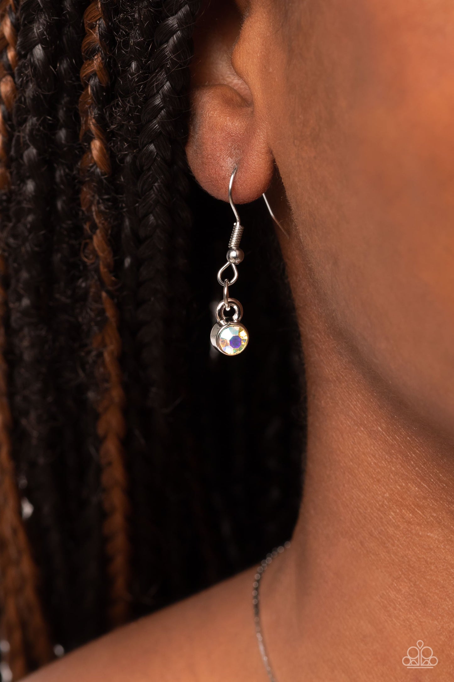 LOVE-Locked - Multi Iridescent Rhinestone Key Pendant Paparazzi Necklace & matching earrings
