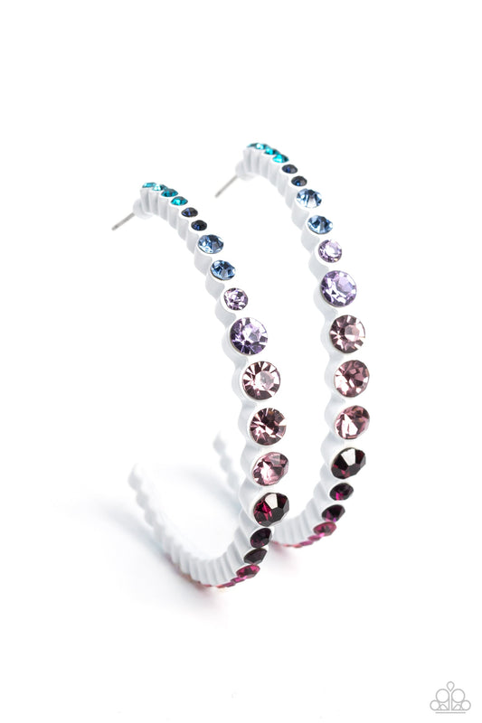 Gossip CURL - Multi Ombré Rhinestone Paparazzi Hoop Earrings