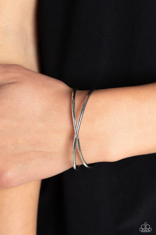 Teasing Twist - Silver Twisted Bars Paparazzi Cuff Bracelet