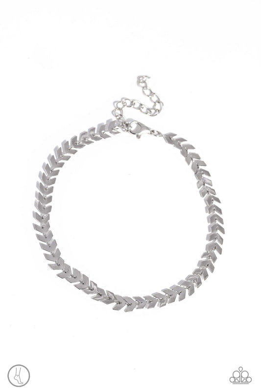 Point in Time - Silver V-Shaped Bars Paparazzi Anklet