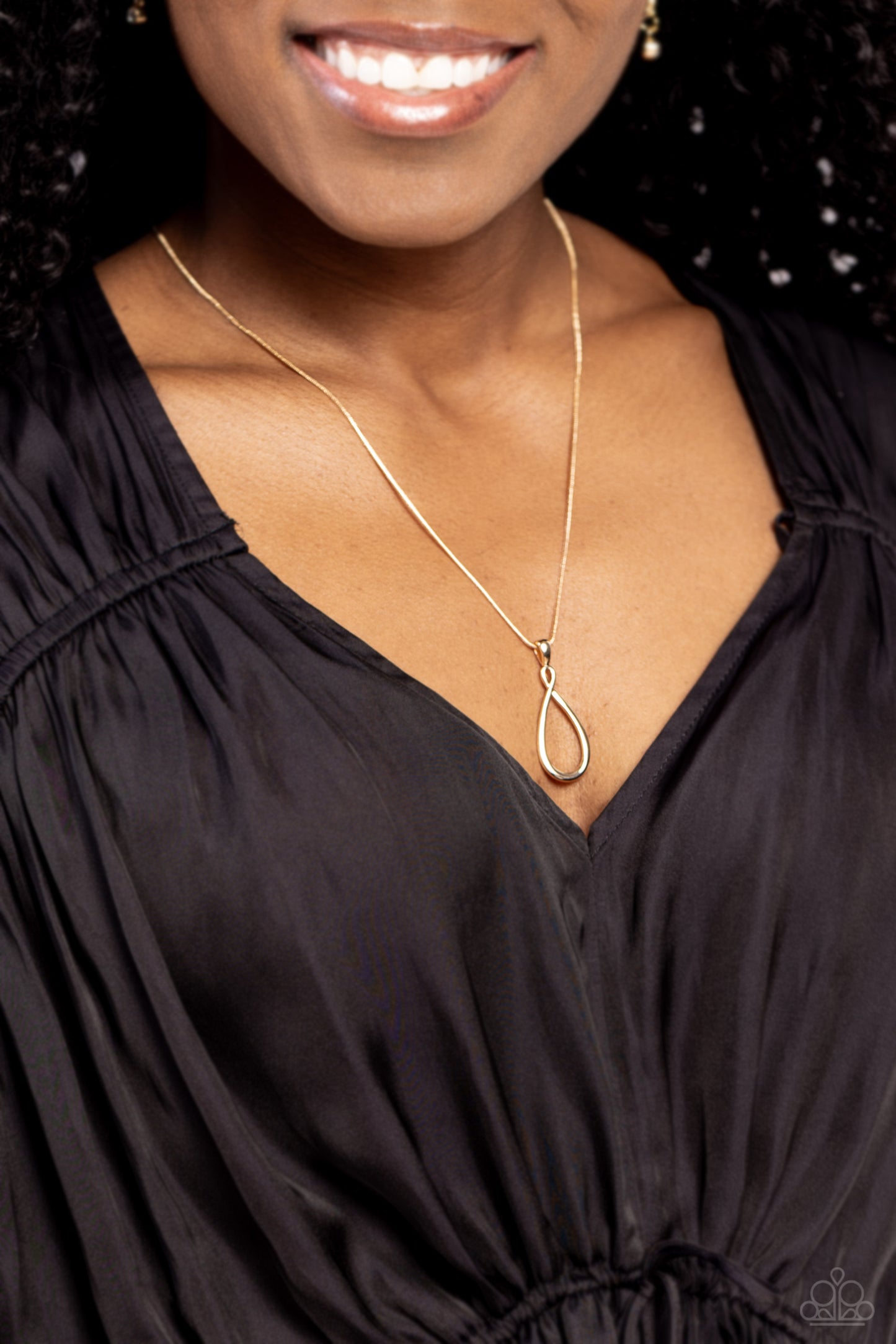 Close to You - Gold Teardrop Pendant Paparazzi Necklace & matching earrings