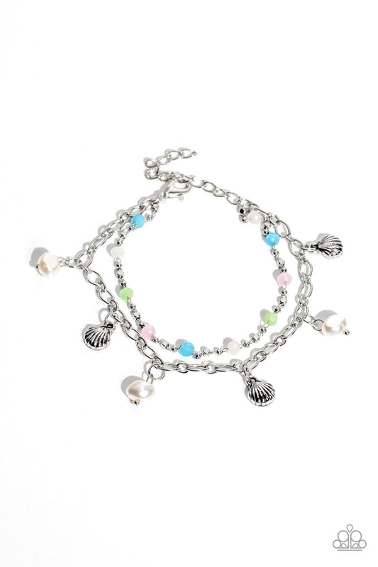 Sunrise Session - Multi Color Beads, Baroque Pearls, & Sea Shell Paparazzi Adjustable Bracelet