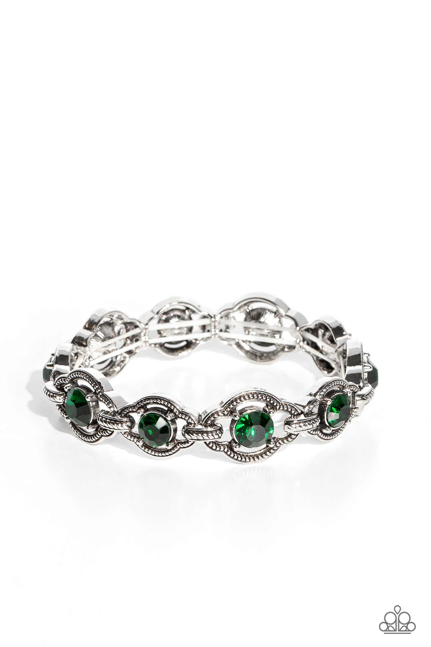 ROPE For The Best - Green Gems/Elongated Frames Paparazzi Stretch Bracelet