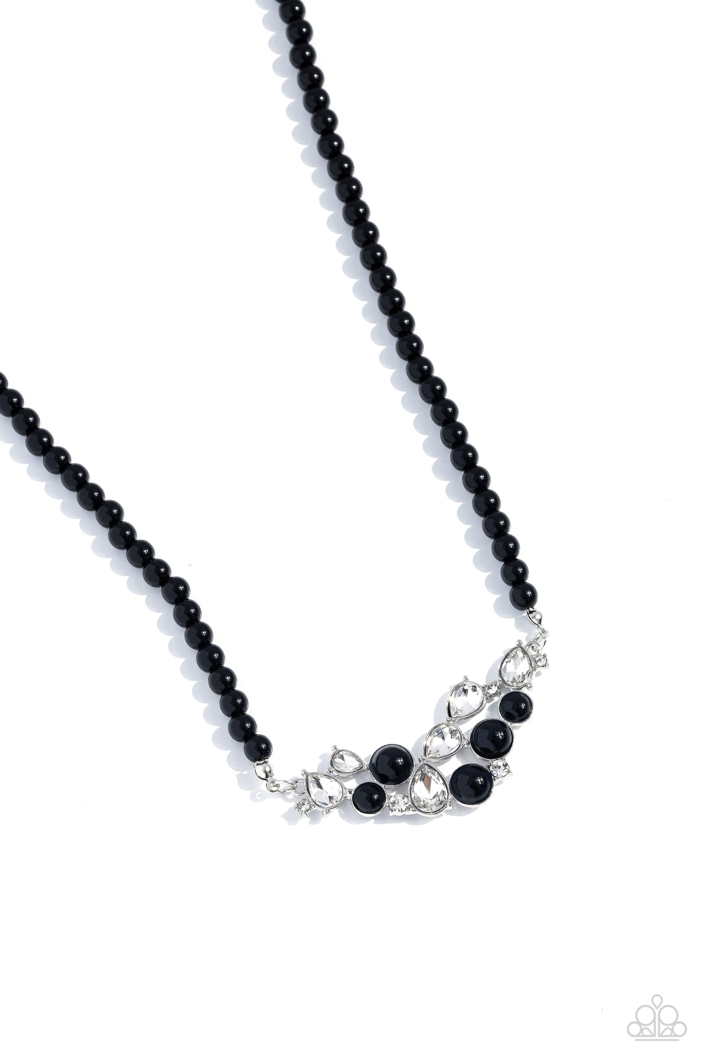 Pampered Pearls - Black Pearls/White Gem Paparazzi Necklace & matching earrings