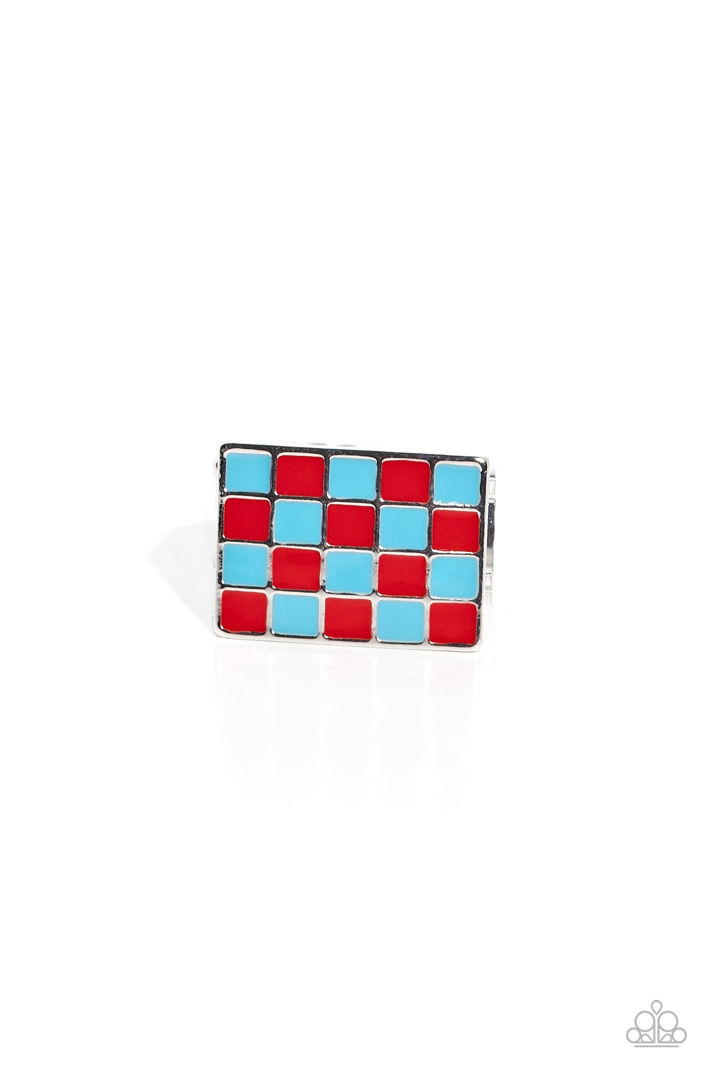 Checkerboard Craze - Red & Blue Checkerboard Style Paparazzi Ring