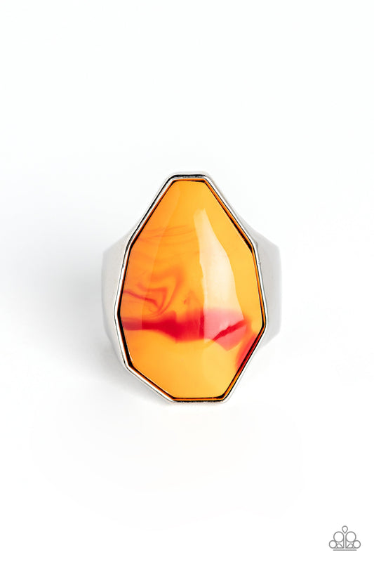 Never Say TIE DYE - Orange Asymmetrical Bead Paparazzi Ring