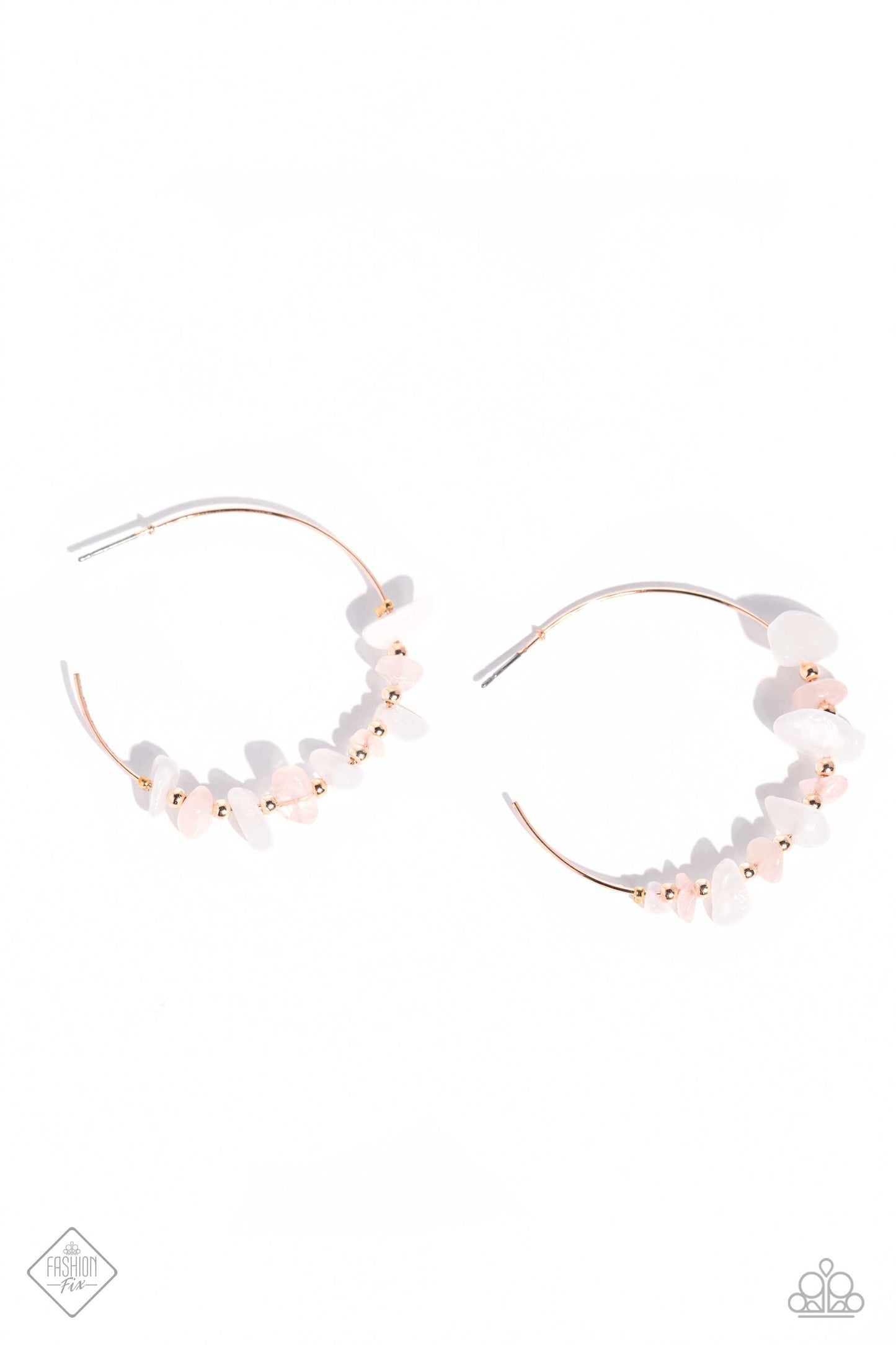 Euphoric Enjoyment - Rose Gold Studs, Rose Gold Wire, & Rose Quartz Pieces Paparazzi Hoop Earrings