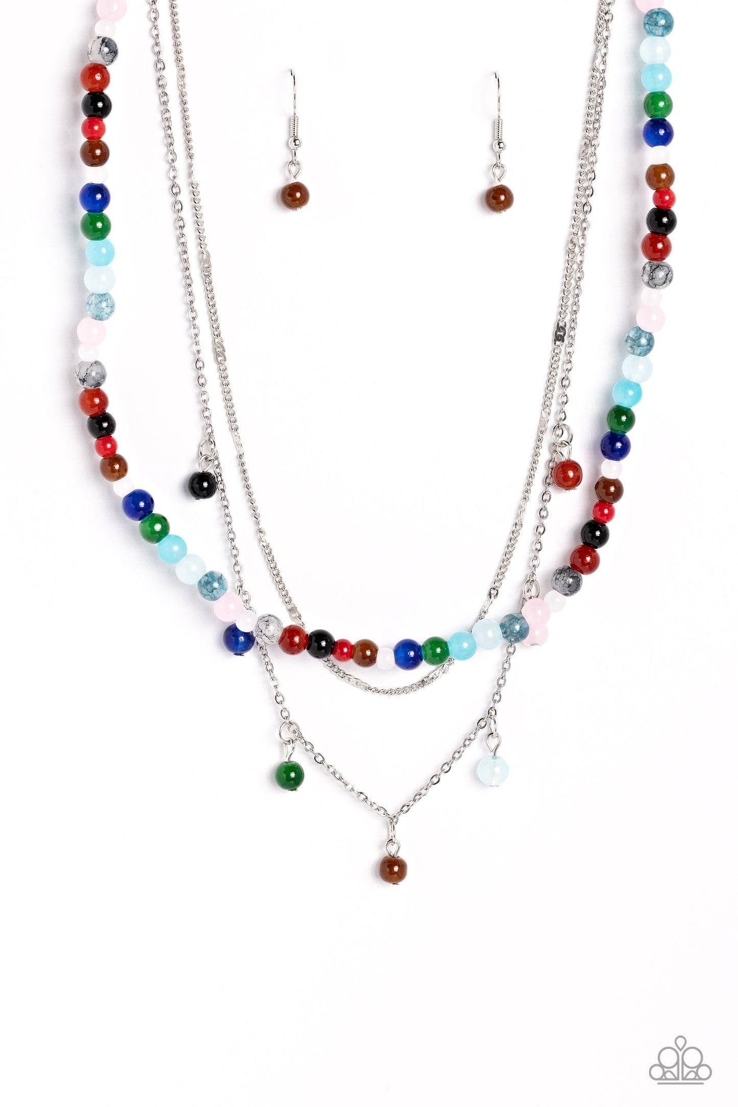 BEAD All About It - Multi Colored Stone Beaded Paparazzi Necklace & matching earrings