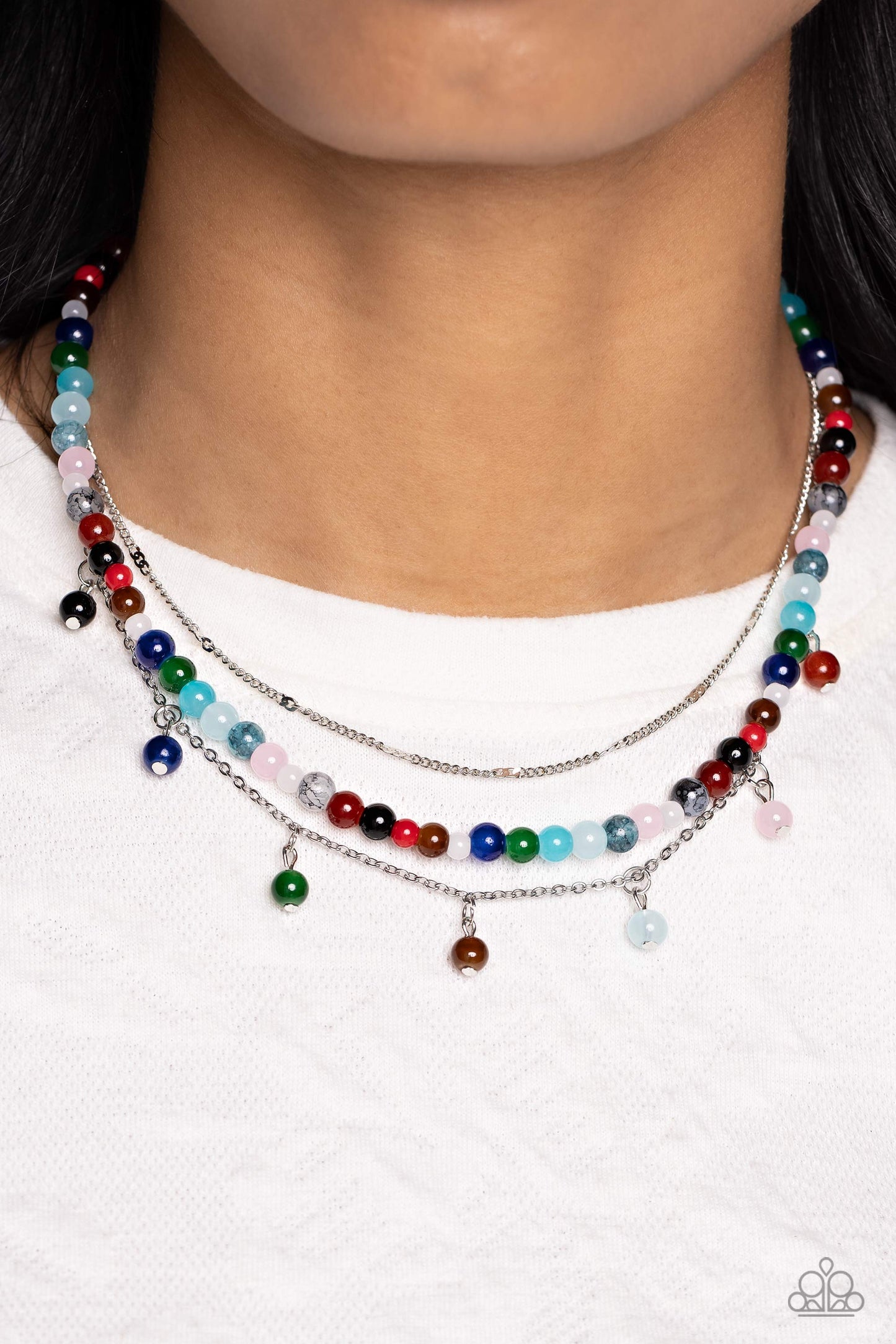 BEAD All About It - Multi Colored Stone Beaded Paparazzi Necklace & matching earrings