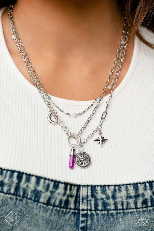 Notable Navigator - Purple Crystal/Night Sky Inspired Pendants Paparazzi Necklace & matching earrings