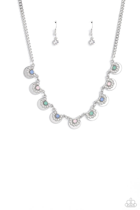 Grandiose Grace - Multi Colored Beads/Silver half Circle Frames Paparazzi Necklace & matching earrings