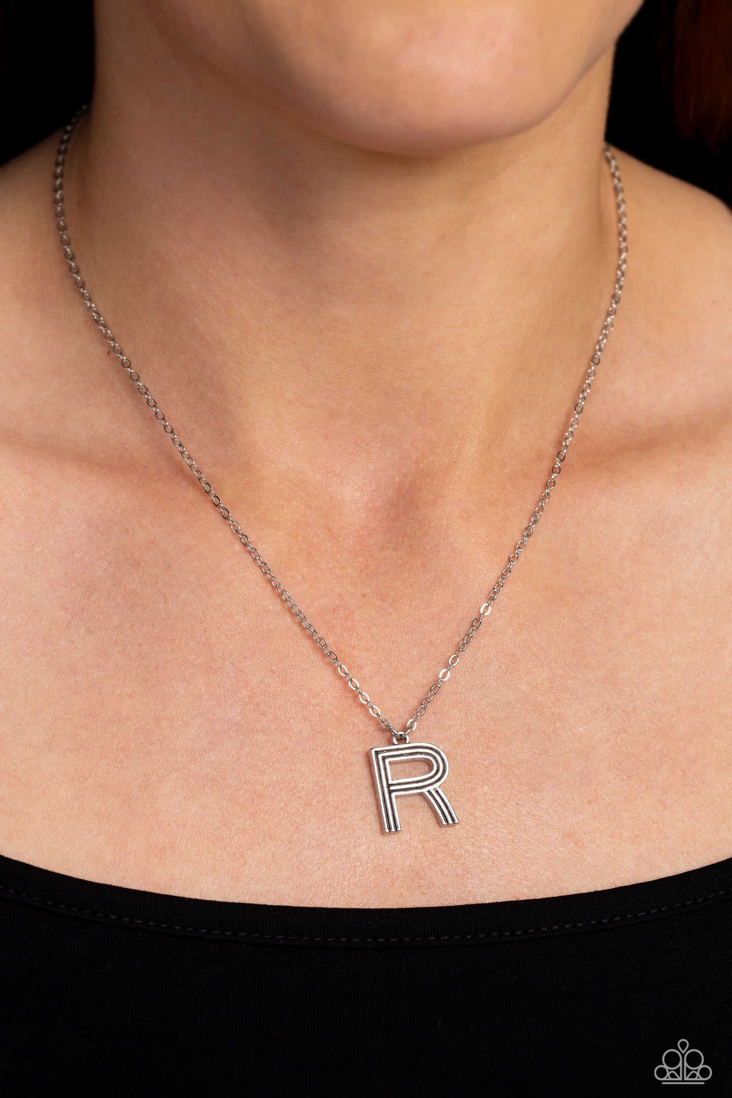 Leave Your Initials - Silver "R" Pendant Paparazzi Necklace & matching earrings