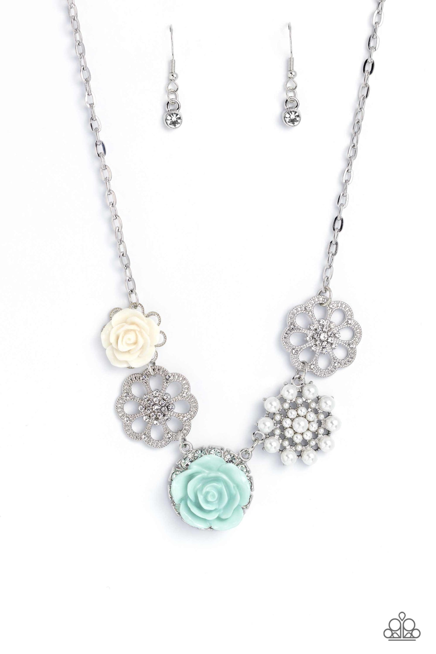 Tea Party Favors - Blue Rose/Whimsical Flowers Paparazzi Necklace & matching earrings