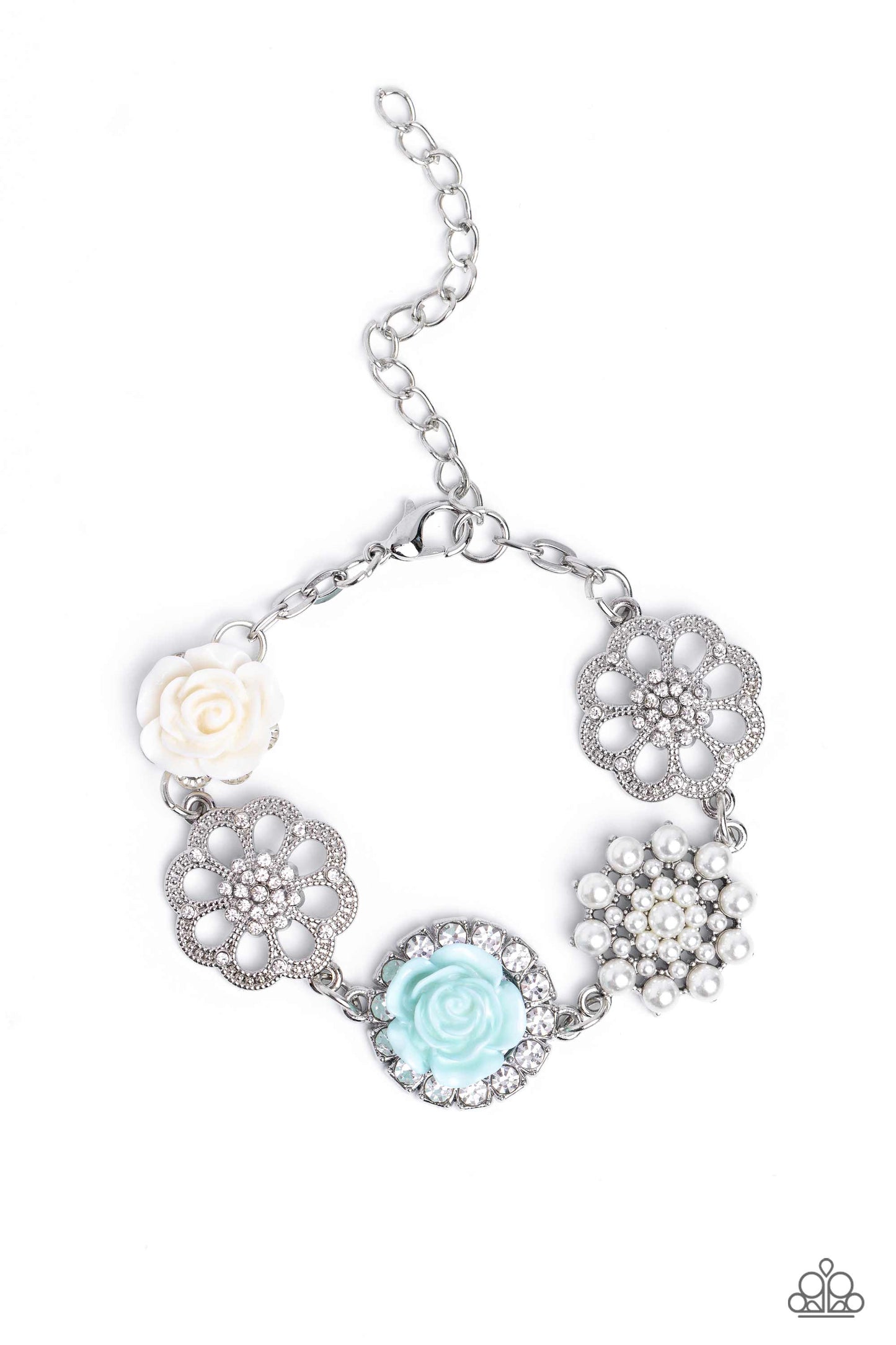 Tea Party Theme - Blue Rose/Whimsical Flowers Paparazzi Adjustable Bracelet