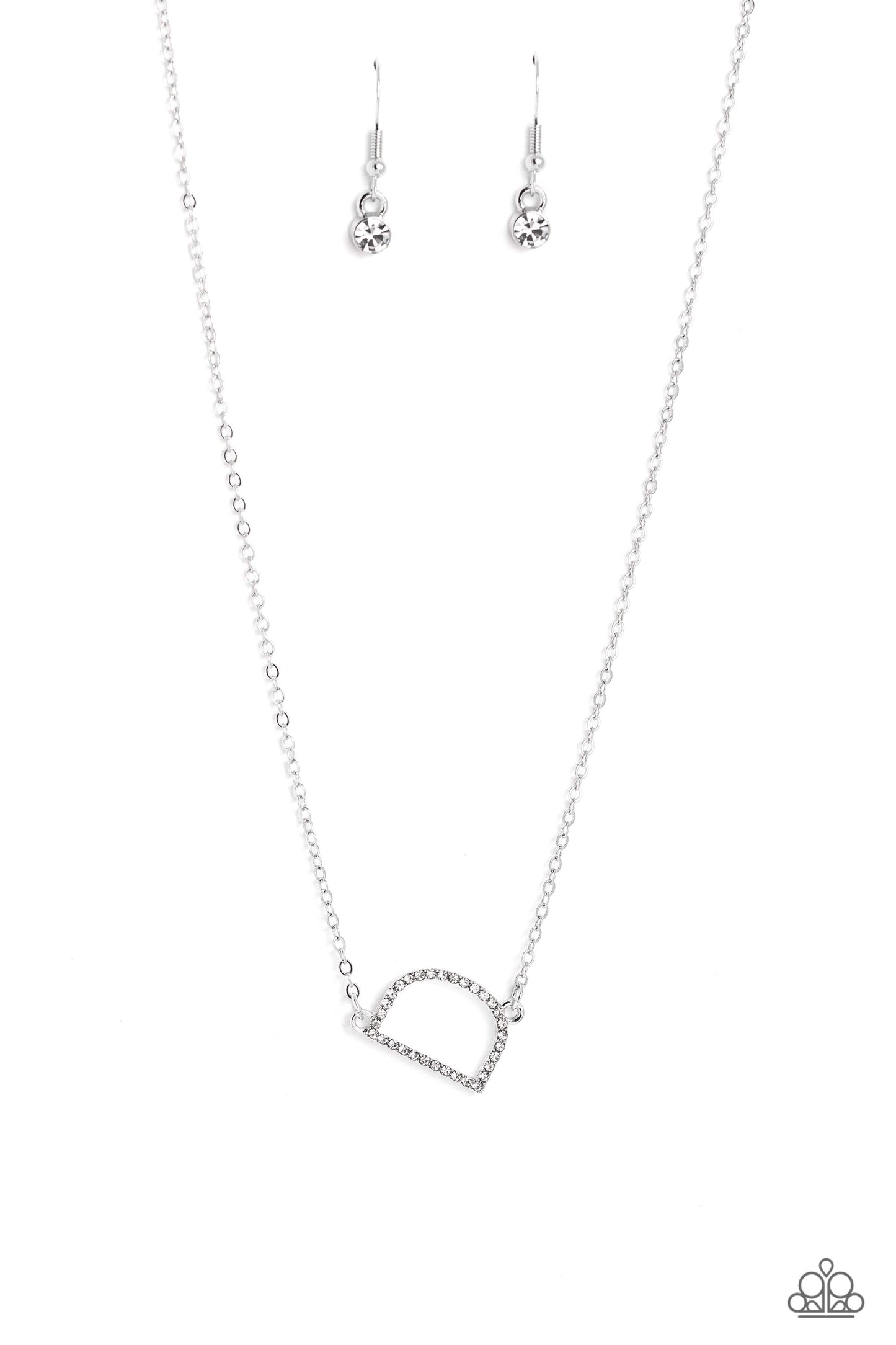 INITIALLY Yours - "D" White Rhinestone Pendant Paparazzi Necklace & matching earrings
