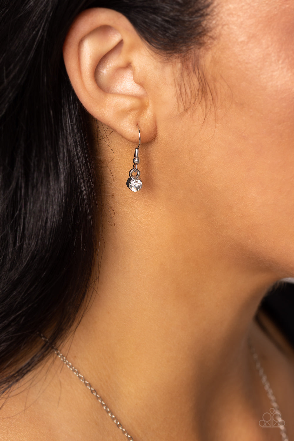 INITIALLY Yours - "E" White Rhinestone Pendant Paparazzi Necklace & matching earrings