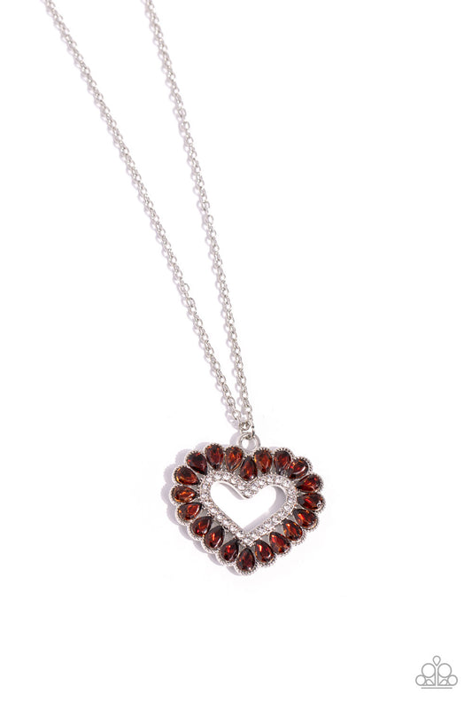 FLIRT No More - Brown/Topaz Teardrop Gem Heart Pendant Paparazzi Necklace & matching earrings