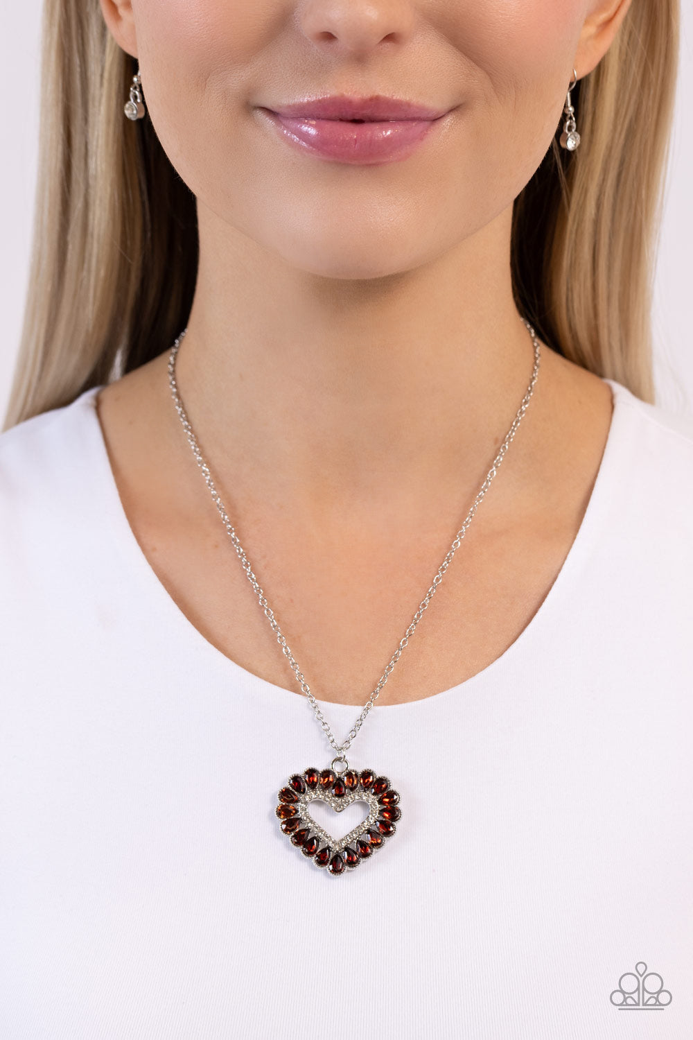 FLIRT No More - Brown/Topaz Teardrop Gem Heart Pendant Paparazzi Necklace & matching earrings