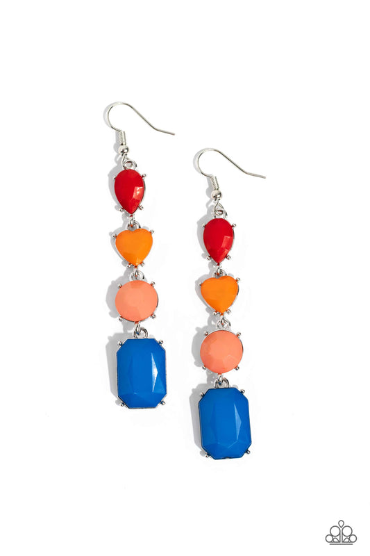 Aesthetic Assortment - Multi Red, Orange, Coral, & Blue Beaded Paparazzi Earrings