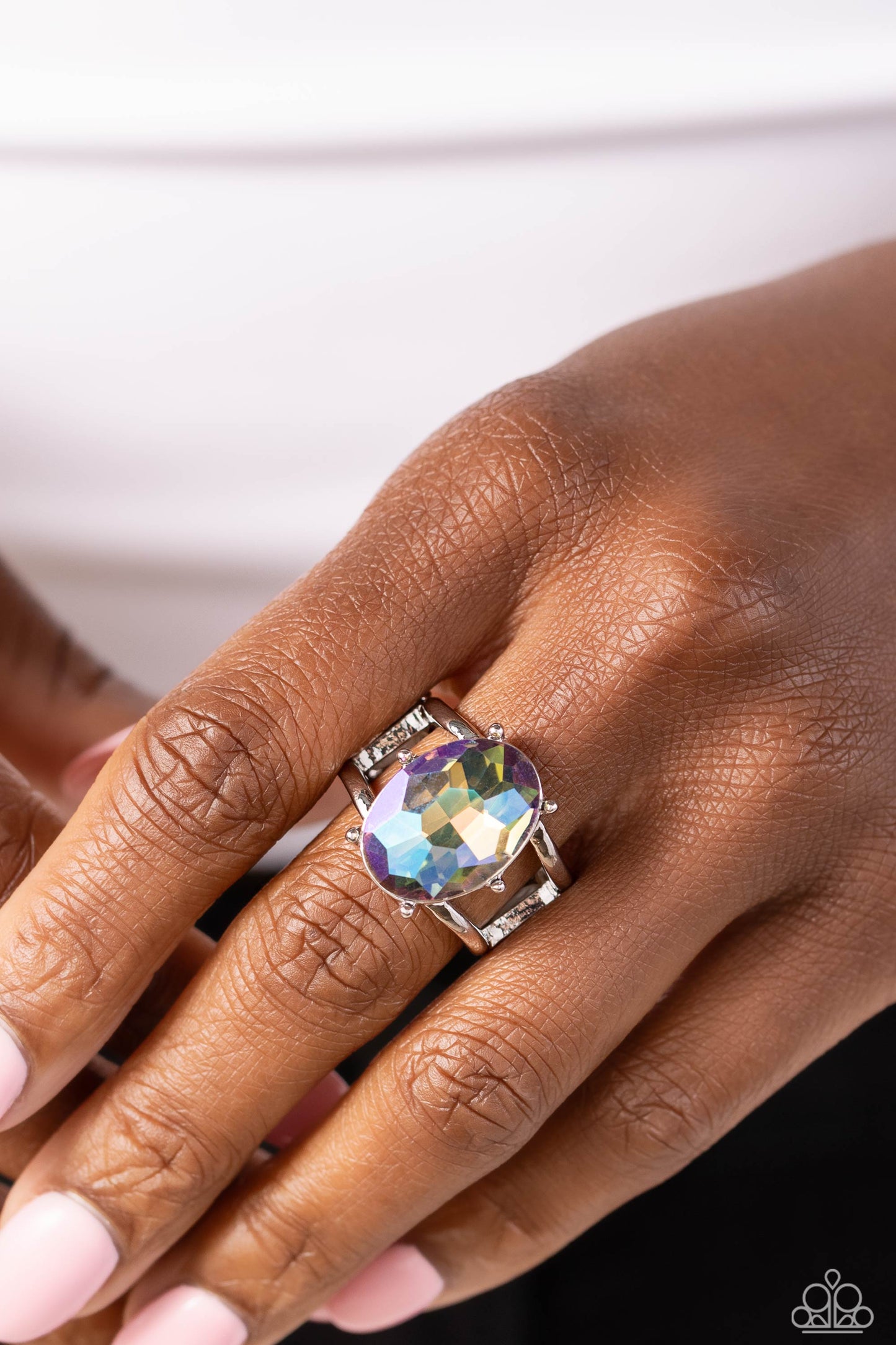 Prismatically Pronged - Multi UV Gem/Silver Fittings Paparazzi Ring