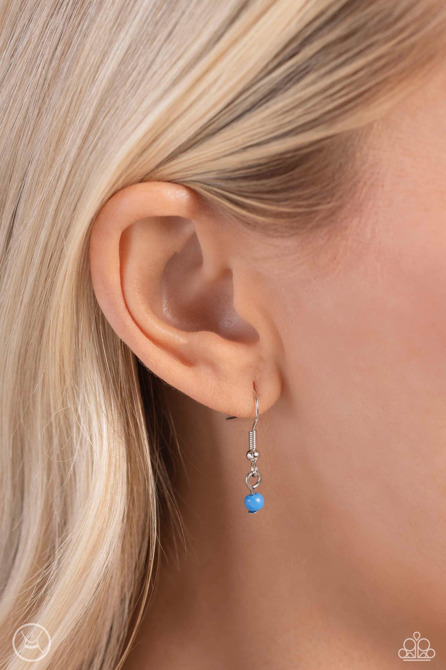 A Pop of Color - Blue Beads/Bold Silver Chain Paparazzi Choker Necklace & matching earrings