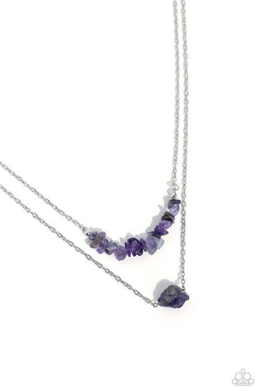 Chiseled Caliber - Purple Amethyst Stone Paparazzi Necklace & matching earrings