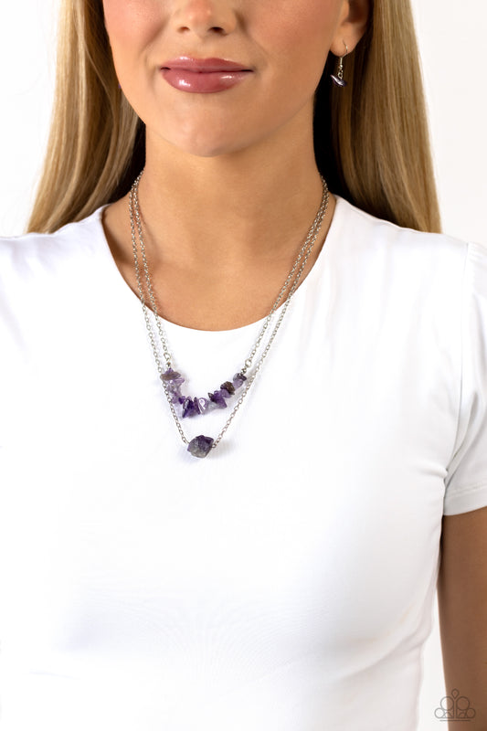 Chiseled Caliber - Purple Amethyst Stone Paparazzi Necklace & matching earrings