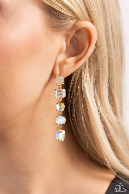 Sophisticated Stack - Gold Settings/Multicolored Rhinestone Paparazzi Earrings