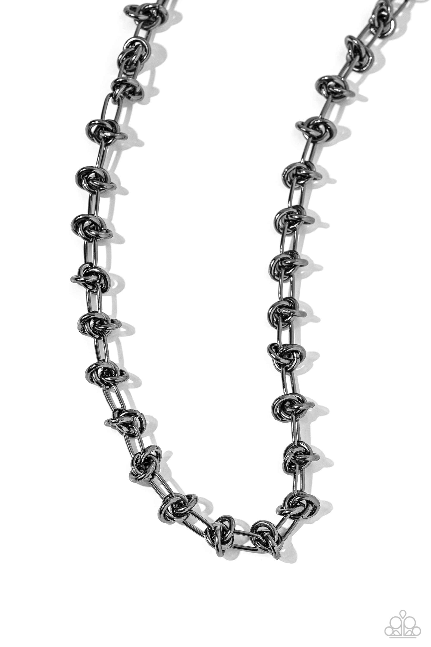 Knotted Kickoff - Gunmetal Paperclip Link Chain Paparazzi Necklace & matching earrings