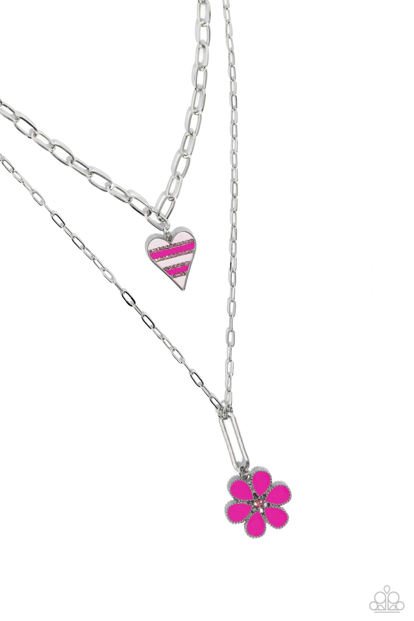 Childhood Charms - Pink Charms/Pink Rhinestone Paparazzi Necklace & matching earrings