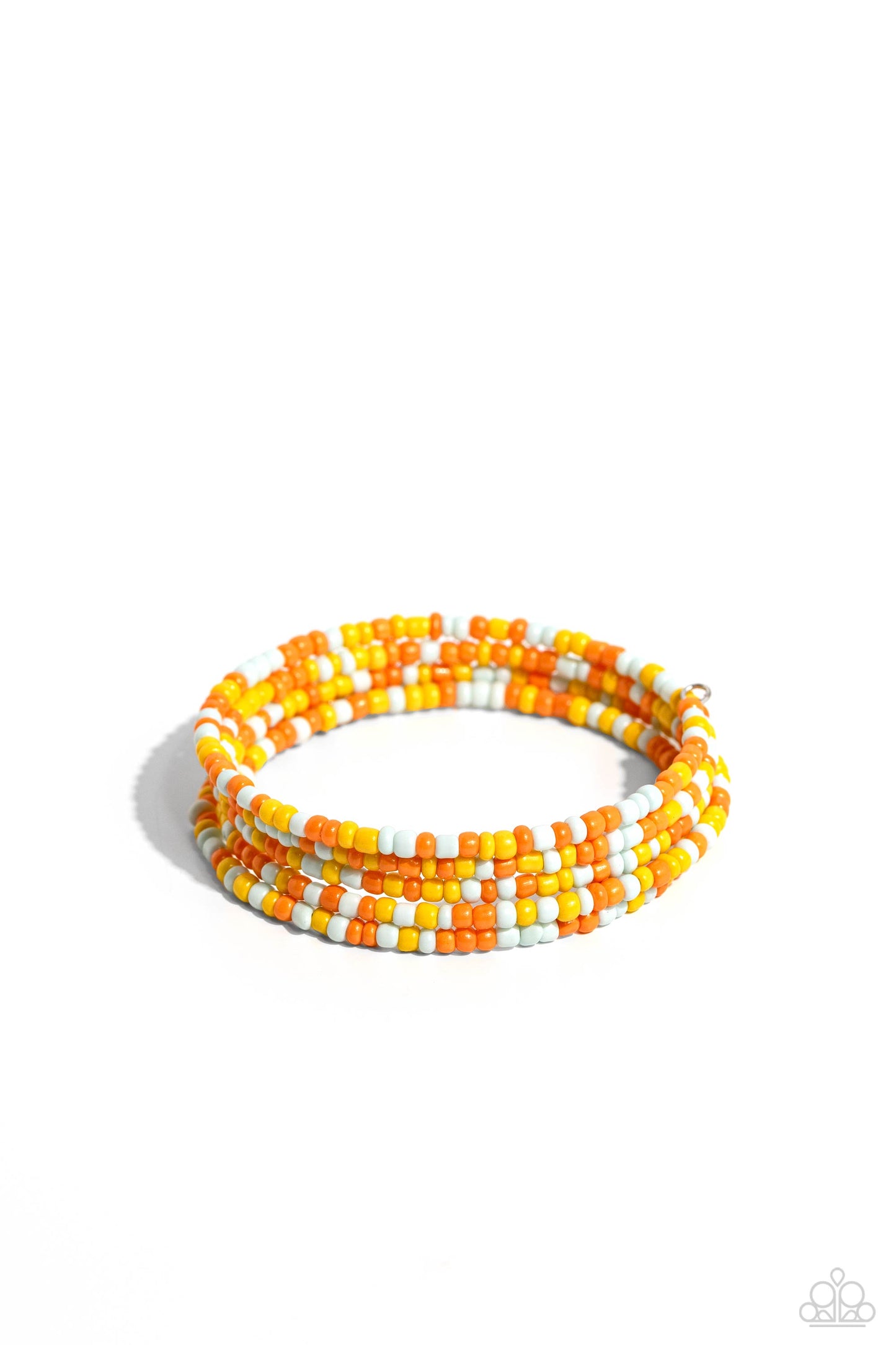 Coiled Candy - Yellow, Orange, Peach, & Light Blue Seed Bead Paparazzi Coil Bracelet