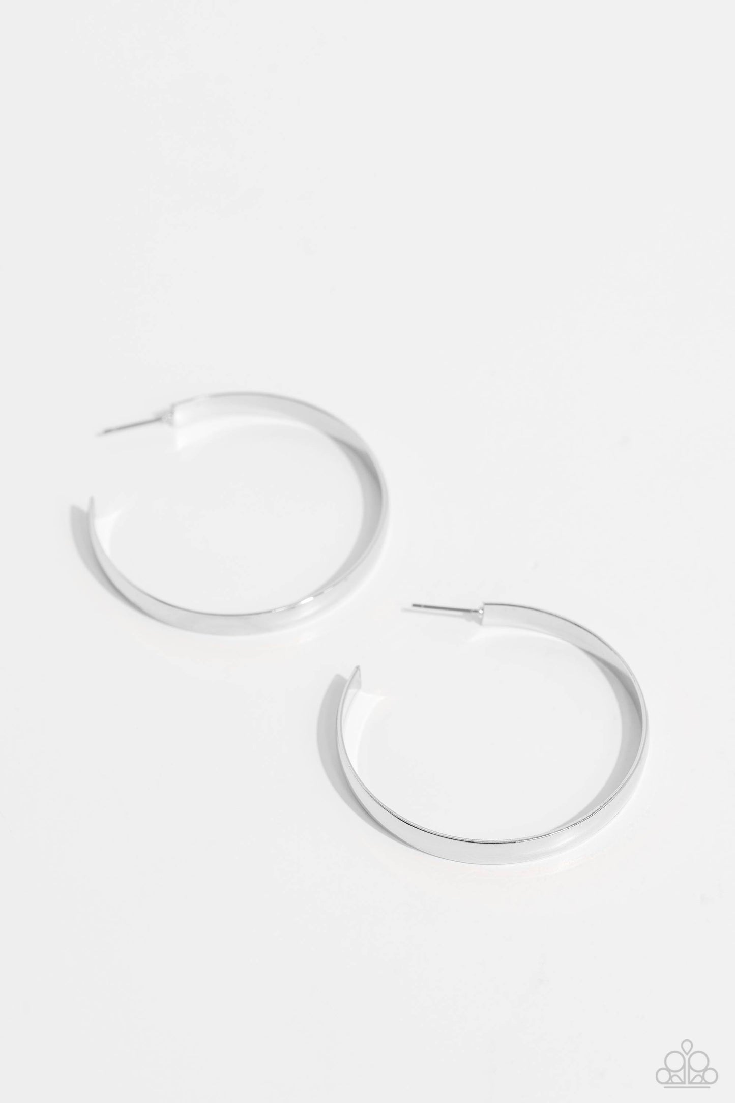 Sleek Symmetry - Silver High Sheen Paparazzi Hoop Earrings