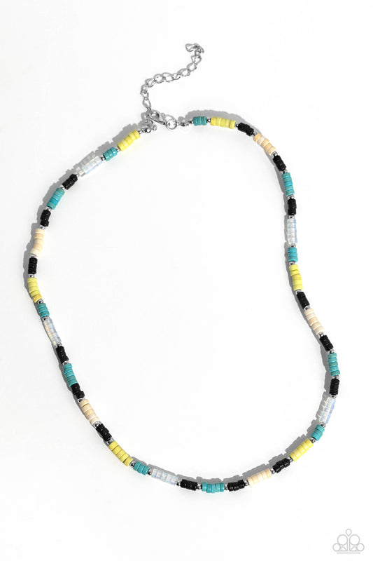 Oasis Outline - Black, Clear, Yellow, White Stone Discs Paparazzi Necklace & matching earrings