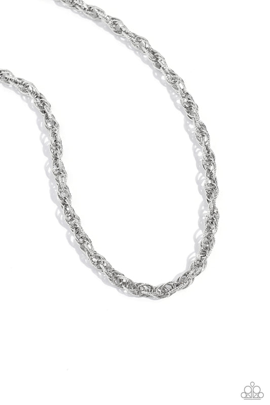 Braided Ballad - Silver Interconnected Braided Paparazzi Necklace & matching earrings