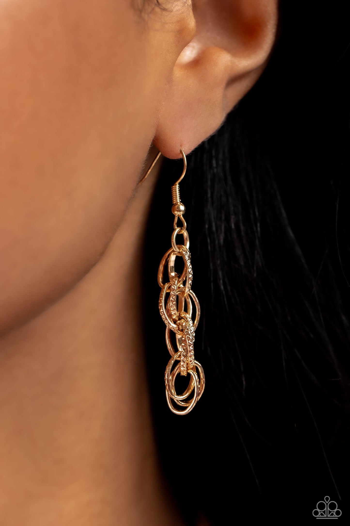 Braided Ballad - Gold Textured Interconnected Links Paparazzi Necklace & matching earrings