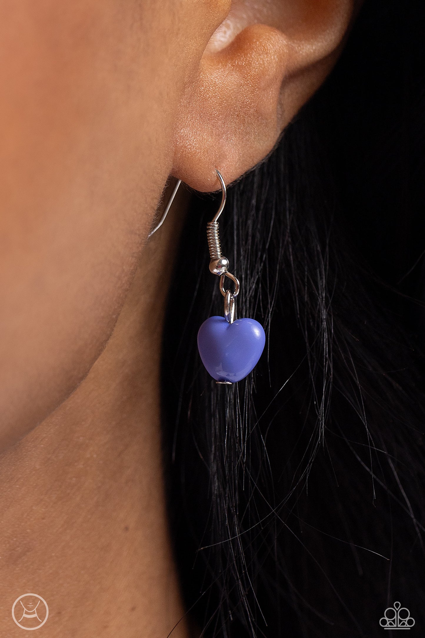 Wanderlust Wardrobe - Blue Stone Heart/Brown Suede Paparazzi Necklace & matching earrings